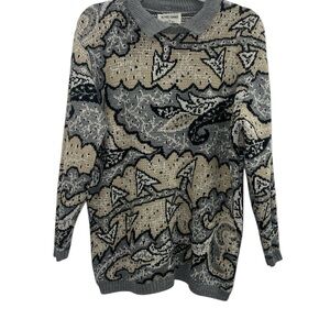 VTG Alfred Dunner Patterned Knit Sweater Grannycore Winter Knit Womens L